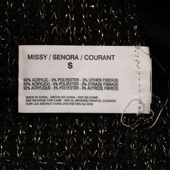 Nine West Lurex Sweater Dress Y2K Black Gold Cowl Neck Sparkle Party Mini Size S - Picture 8 of 11